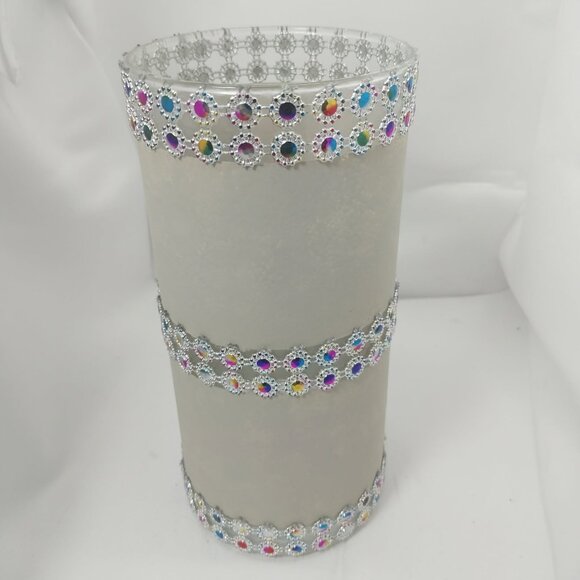 HANDMADE VASE WITH MULTICOLOR TRIMMING - Picture 1 of 1